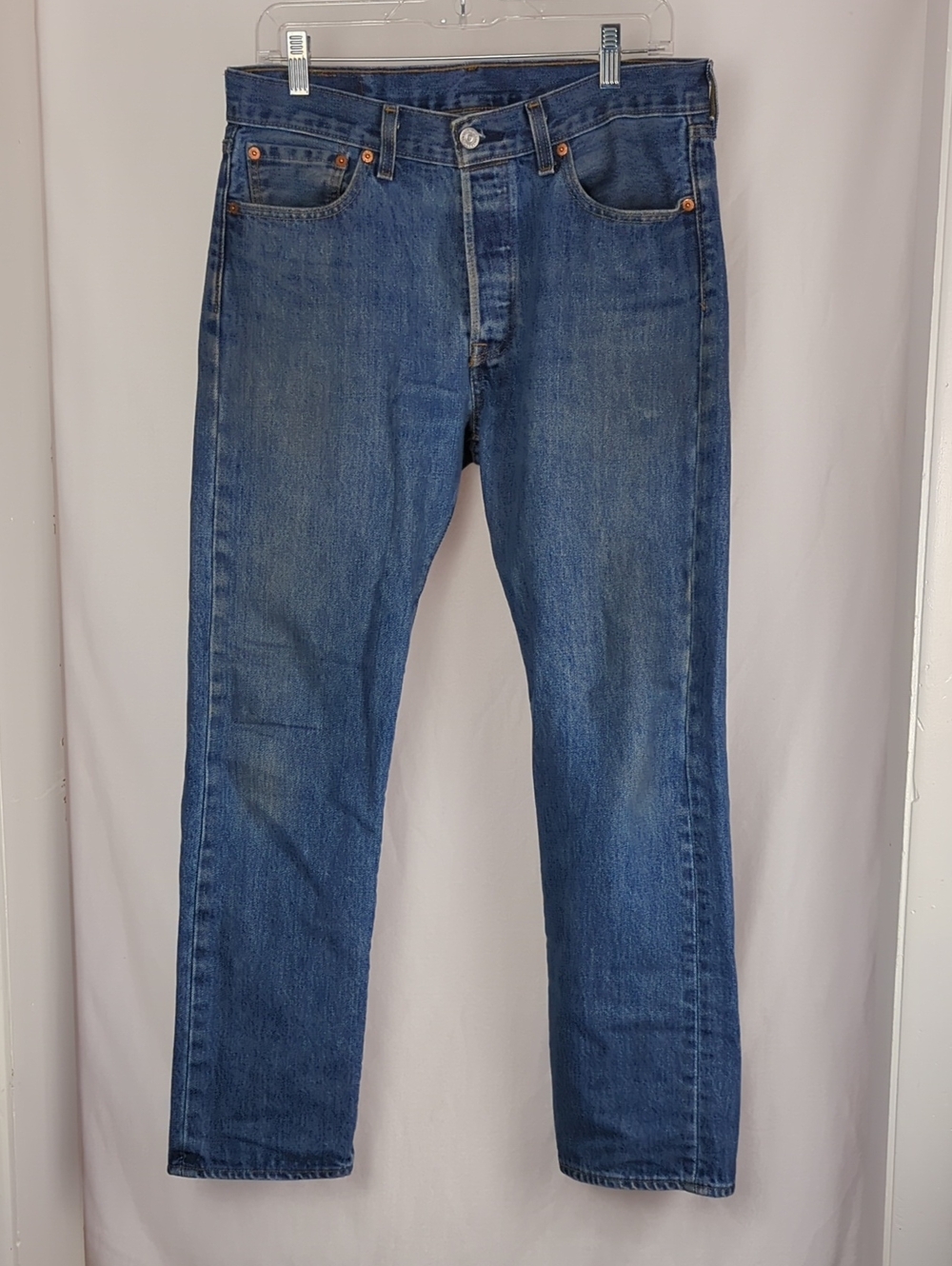 LEVI'S 501 Button Fly Men's 30X29 Straight Blue Denim Jeans